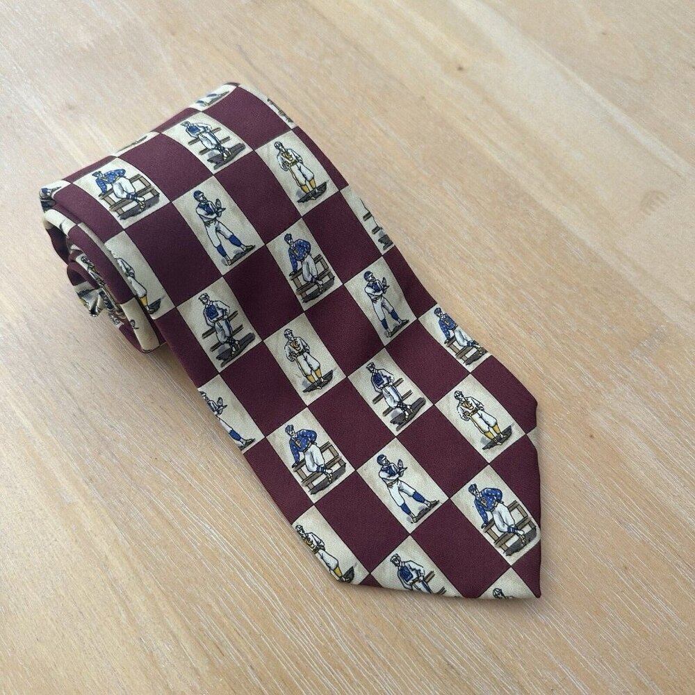 The Metropolitan Museum of Art‎ Tie Silk Red White Checkered Sportsman Design